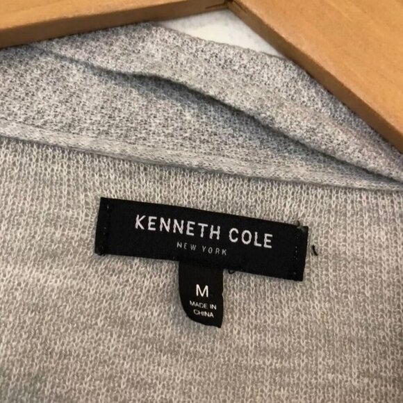 KENNETH COLE NEW YORK Gray Open Front Lightweight Long Cardigan Sweater Medium - Picture 6 of 13